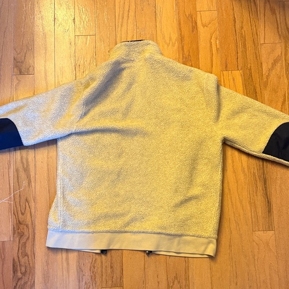 J. Crew Off White and Navy Fleece Full Zip Jacket, L - Picture 6 of 10